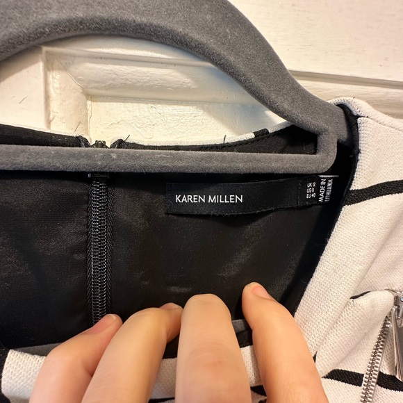 Karen Millen Black and White Windowpane Short Sleeve Sheath Dress Size 8 - Picture 4 of 4